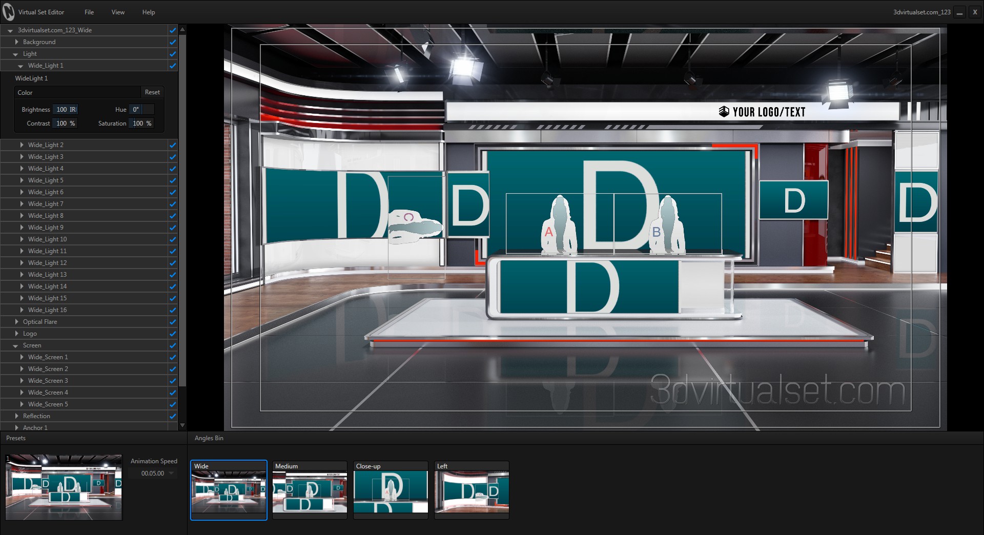 Virtual Set 123 for NewTek TriCaster Virtual Set Editor Templates